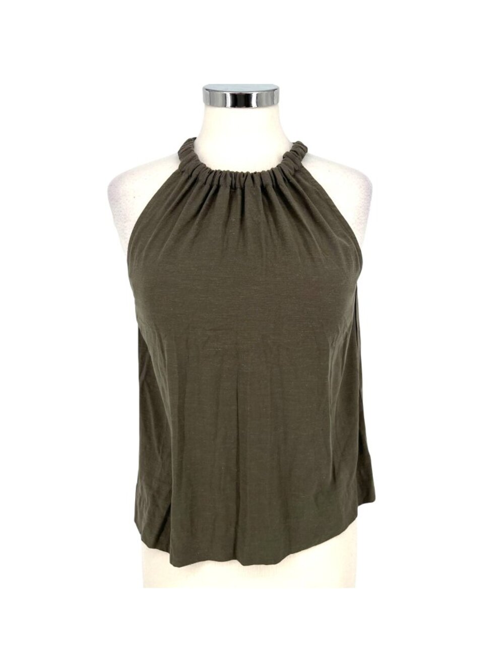 Anthem The Bianca Boho Top Linen Halter Style Tie Back Sage Green Size XS NWT